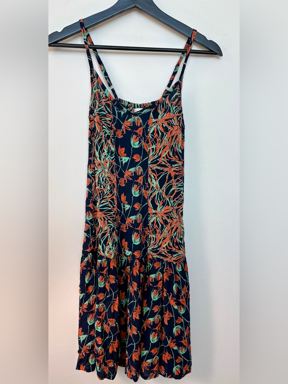 RAGA Blue and Orange Floral Adjustable Strap Short Dress Size S Sku#40